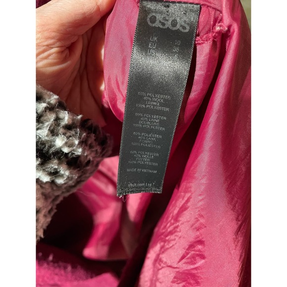 ASOS cranberry‎ color SZ US 6 coat - 40% wool - Picture 6 of 6